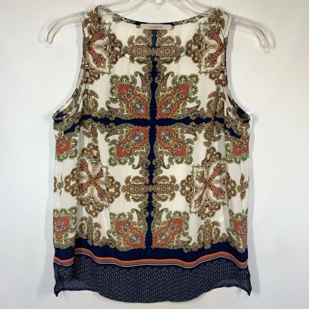 41 Hawthorn Women's Pullover Paisley Sleeveless Blouse Multicolor Size Medium